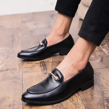 Kožna Obuća Muška Korejski Svestrani Student Lijeni Cipele Doudou Shoes U Britanskom Stilu sa oštrim Vrhom One Stept Za Frizera-stilista