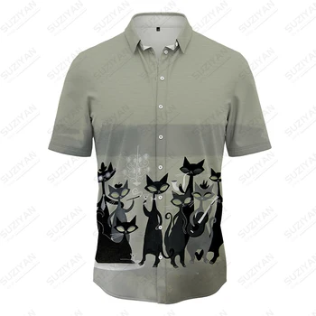 Ljetna nova muška majica s 3D ispis mačka, muška košulja u svakodnevnom stilu, funky ulica slobodna muška majica