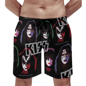 Ljetne Kratke hlače za teretane Kiss Band Group Sports Surf Rock Band, Kratke hlače po mjeri, Svakodnevne быстросохнущие topljenje Velike veličine
