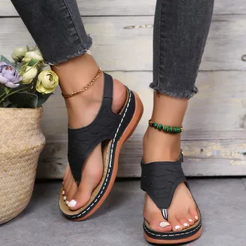 Ljeto 2023, Novo, Trendy ženske japanke u Rimskom stilu, ženske sandale-Oxfords, papuče na ravne cipele, Japanke od umjetne kože, Ženske cipele s kopčom za remen