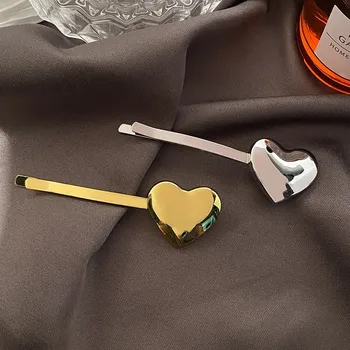 Luksuzni Metalne Kopče u obliku Srca prema Ljubavi, Korejski Funky bobby pin za djevojčice, Ženski Geometrijski Jedinstveni dizajn, Srebrne Kopče
