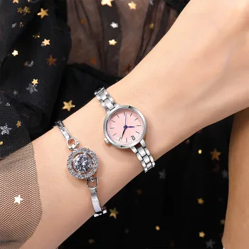 Luksuzni ženski modni mali sat-narukvica od zlata i od nehrđajućeg čelika ženski ručni kvarcni sat, jednostavni satovi