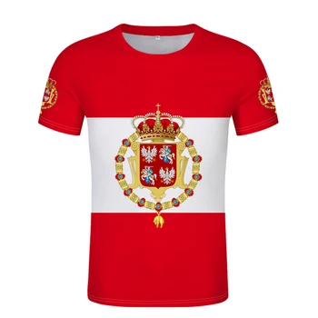 Majica sa zastavom Commonwealth Poljske i Litve, besplatni broj ime na red, majica sa zastavama Poljske, logotip sa po cijeloj površini, poljski crveno-bijela odjeća