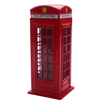 Metalik Crvena Britanska Engleska Londonska phonebooth Banka Banka Kovanica Kasica, Crvena Telefonska Govornica Kutija 140x60x60 mm