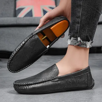 Miniranje ljetne cipele, grah, Funky muška novi trend koreanska verzija, svakodnevni kožne cipele British Wind Lazy bez kopče