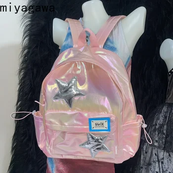 Miyagawa/ Novi ruksak za djevojčice s petokrakom zvijezdom, pink laserski ruksak Y2K, pluća svakodnevne naprtnjače za Putovanja Sweet Cool, Spicy Girl