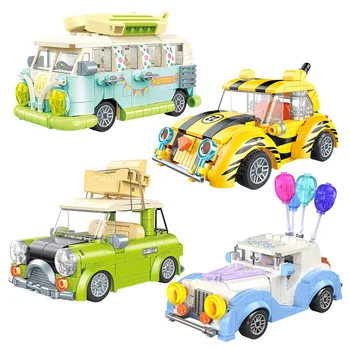 MOC City Kreativni Mini Balon Vjenčanje Kamper Model Automobila Gradivni Blokovi Tehnički beatlesa era Putni Automobil S Figurice od Cigle Igračke