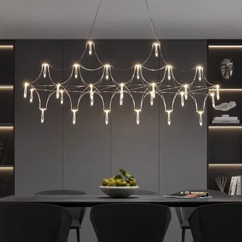 Moderan Dizajn, zlatni/Kromirani led kristalno viseće svjetiljke za kuhinje, Stropni luster Starlight, Elegantan interijer doma