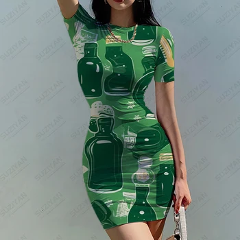 Moderan haljinu s 3D ispisa, svakodnevni temperamentni dama, обтягивающая suknja, Ljetno Nova kvalitetna haljina, Ulične udoban haljina