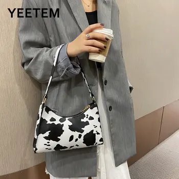 Moderan Ženski luksuzna torba s uzorkom Zebre, leoparda i krave, jednostavna torba preko ramena od Umjetne kože, Žensku Torbu za svaki Dan