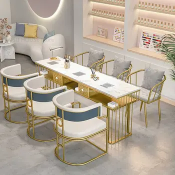 Moderne zlatne Željeza Manikura stolovi s usisavačem, Namještaj za dom salona, Set za profesionalnu manikuru u kozmetičkom salonu