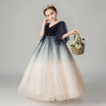 MODX/ Starinski odijelo, Dječje haljine za djevojčice, Dječje haljina Princeze s cvijećem, расшитое latica i šljokicama, haljina za djevojčice na Vjenčanje, Haljina za djeveruše