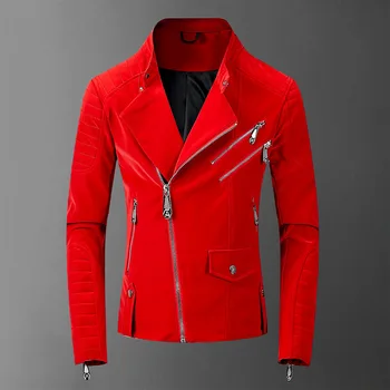 Muška Kožna jakna s nekoliko grmljavinom, мотоциклетное замшевое kaput u stilu punk ikona s lubanjom, kožne jakne s lapels