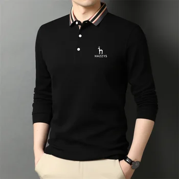 Muška odjeća za golf HAZZYS, Proljeće-jesen Muška t-shirt srednje dobi s dugim rukavima, monotono Tanka Donja majica s igle, Casual Trend