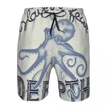Muške kupaće kostime s natpisom na kratak trup s hobotnicom, plaža kratke hlače za jedrenje, kratke hlače za jedrenje