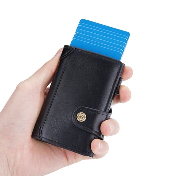 Muške novi ultra-tanki minimalistički RFID-novčanik od aluminijske legure sa zaštitom od krađe, automatski prikazuje kratko uputstvo torba za kreditne kartice su od karbonskih vlakana