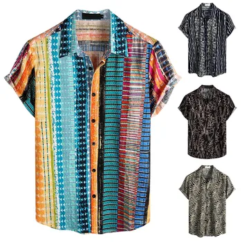 Muške Svakodnevne Havajske Košulje Kratkih Rukava, Plaža Majice na Zakopčane, Tropske Ljetne Majice Camisas De Hombre Ropa Hombre