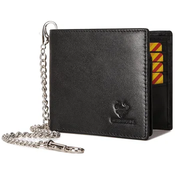 Muški novčanik na lancu sa zaštitom od RFID, dvostruki držač za kreditne kartice, novčanik od prave kože, muški Kratkom клатч, prednji džep