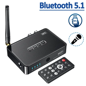 NFC Bluetooth Prijemnik BT 5.1 i Stereo 3.5 mm AUX Priključak RCA Bežični Glazbeni Аудиоадаптер 6.5 mm Micrphone Sing Za Pojačalo Zvučnika