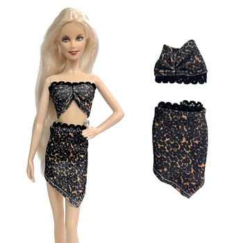 NK Official 2 kom., lijepa lutka, bikini za bazen, леопардовый uzorak, mala slatka suknja s prorezom za lutke Barbie, plaža odjeća, igračke