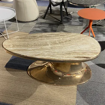 Nordijsko design nameštaj od stakla, mramora pastu s okusom patke jezičac, stolić modernog modela, ovalni stol za pregovore u čekaonici