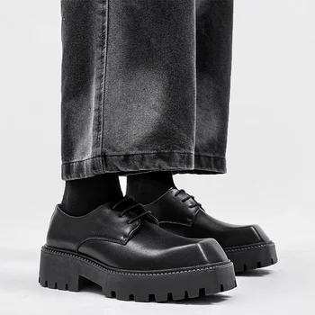 Nova svakodnevnica kožne cipele za muškarce s debelim potplatima i povećanoj visini, univerzalni mladih cipele, koreanska verzija cipela za kum mladoženja