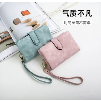 Nova torbu s mat porast za ruke, ženska kratka koreanska verzija studentski Malo Svježeg Slatka tri puta stezaljke za novac s više kartica za žene