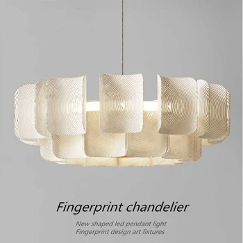 Novi Dizajn Led Light Lusteri Fingerprint Hanglamp Luksuzni Dnevni Boravak Spavaća Soba Vila Predvorju Sjaj Akrila Visećih Svjetiljki