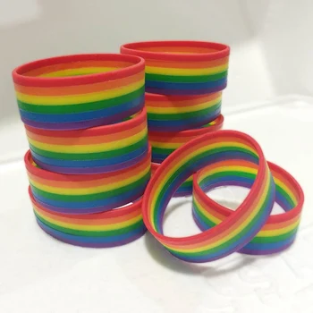 Novi modni silikonska narukvica Rainbow Pride, višeslojni gumenih narukvica za gay i lezbijske, najverovatnije дропшиппинг