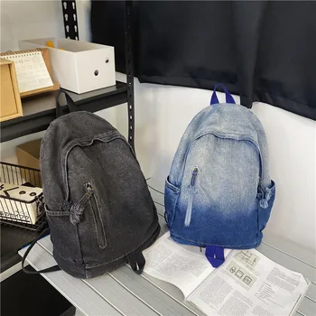 Novi traper školske torbe za studente, Velikog kapaciteta, Выстиранный traper ruksak, Retro torba za knjige za tinejdžer