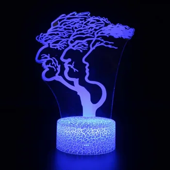 Noćna svjetiljka u obliku stabla, 3D Iluzija, noćno svjetlo, lampe za čitanje, 7 boja, Automatski se Postupno Mijenja, led svjetla napajanja USB, Pokloni, Dekoracije doma