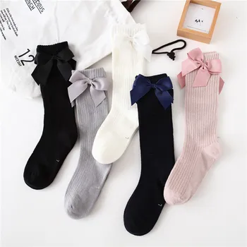 Običan baby čarape s бантиками, pamučne čarape za djevojčice, meke duge čarape za malu djecu, golfs princeze za djevojčice 2022