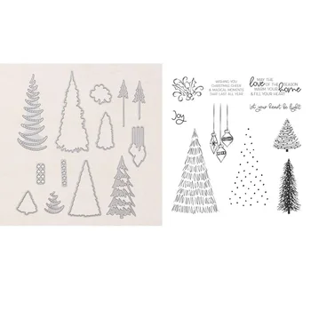 Pečat s Čudan stabala i pečati 2021 Nove Božićne Prozirne Marke Vesele Blagdane Šumski Marke za rezanje metala za scrapbooking svojim rukama