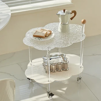 Pladanj za Kava Stol za pohranu Kotača Metalik Bijela Jednostavan Kava stol Modernog Dizajna Slatka Mesa De Centro De Sala Minimalistički Nepravilnog oblika