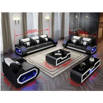 Popularna diljem svijeta sretan kožni kauč različitih boja, skup sofe na 7 sjedećih mjesta za dnevni boravak
