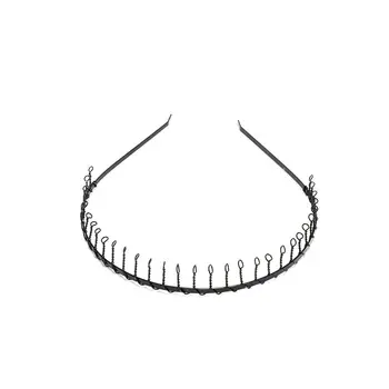 Popularna sportska češalj, crna metalik povez za glavu, obruč za kosu s zubima