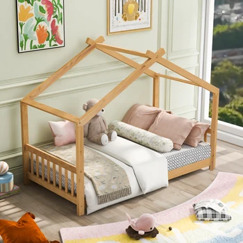 Početna krevet, Krevet od punog drveta, Bračni krevet na platformi sa uzglavljem i Изножьем, Dizajnerske Osnovna ležaja na krovu za dječje sobe