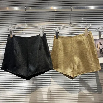 PREPOMP 2023 Jesenski Nova kolekcija, Svijetle zlatne gaćice sa strane patent-zatvarač, Ženske, Uske kratke hlače GL005