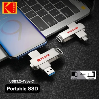 Prijenosni SSD drive KODAK Mini 256 GB i 512 GB 1 TB Vanjski statički disk USB3.2 Flash drive 2в1 Type-C Flash-drive Memory Stick usb flash pogon