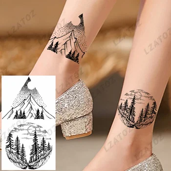 Privremene tetovaže u Crnoj Planinska šuma Za žene, odrasle osobe, Realno je Lažna tetovaža u obliku Morske valove i Mjeseca, Tetovaža je za noge, Tetovaža je za prijenos vode