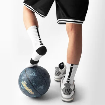 Profesionalne elitne sportske čarape, Košarku, čarape, muške američki trening čarape srednje duljine s утолщенным низом od ručnici, Modne muške čarape'