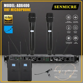 Profesionalni bežični mikrofon Senmicre ADX400 Dual-link UHF True Diversity Bežični микрофонная sustav za predstave na sceni