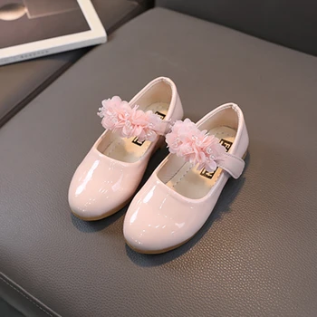 Proljeće-Jesen Cipele za djevojčice, Moderan Elegantan Dječji Večernje cipele Mary Janes s Cvjetnim Uzorkom, Sjajni Pink Princess, Dječje Kožne cipele