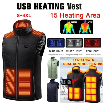 Prsluk s grijanom 15 zone, jakna za muškarce i žene, zima topla jakna bez rukava s grijanom Smart USB, topla odjeća za planinarenje, skijanje na vodi