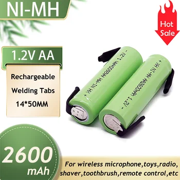 Punjiva baterija 1.2 V AA baterija 2600mah NI-MH Cell Green Shell strojeva za zavarivanje sa projekcijama za Philips električni brijač, četkica za zube