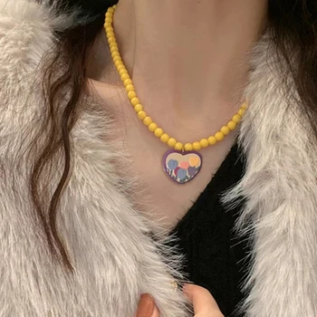 R2LE Privjesci u obliku slatka srca, ogrlica, sjemenke, ovratnik-чокер od perli za žene, nakit