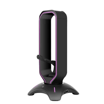 RGB stalak za slušalice Držač slušalice Tablica polica za prikaz zaslona s 2 USB portova Stol za pribor za igre na PC-u (pink)