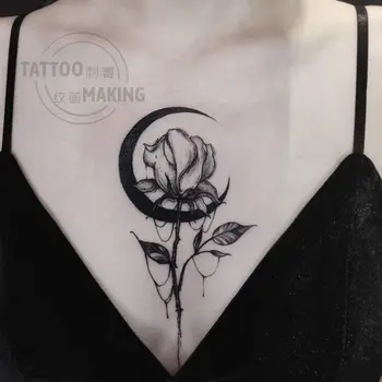 Rose Art Cvijet Muška Privremeni Tattoo Naljepnice Mjesec Punk Lažne Tetovaže za Žene Jeftine Robe Festival Tetovaže Seksi Tetovaža Naljepnica