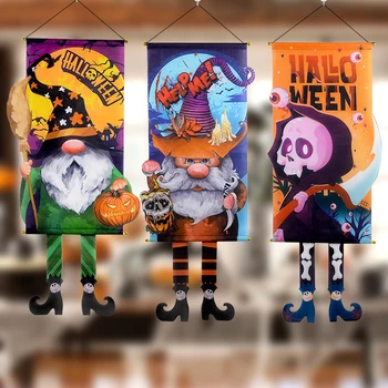 Rotirajući banner na Halloween, Zastava s likom bezličan lutke, Lubanje, Zastavu za vrata, prozora, zidne dekoracije, za zurke u čast noći vještica