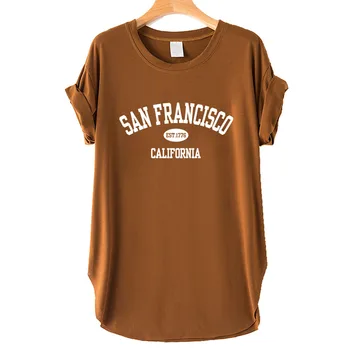 Seeyoushy, San Francisco, 1776, Kalifornija, 2023, Nova ženska t-shirt, Ženski top s prorezom sa strane, Y2K, Ženska odjeća u stilu Харадзюку, vrhovima 90-ih